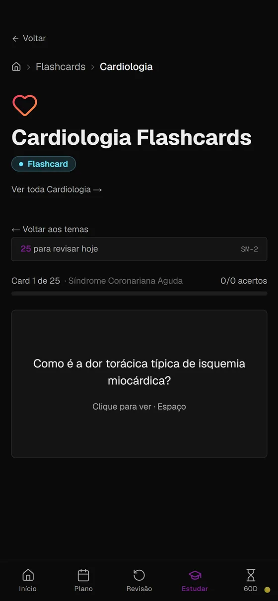 Tela de um flashcard com a frente da pergunta.